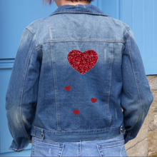 Charger l'image dans la galerie, Transfert thermocollant motif grand coeur couleur uni ou paillettes