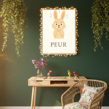 Charger l'image dans la galerie, Affiche Émotion Enfant – Peur | Lapin Doux & Rassurant | Kit Digital Montessori