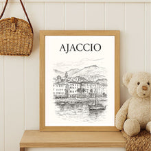Charger l'image dans la galerie, Affiche numérique AJACCIO 2 – Poster imprimable Corse | Croquis artistique noir et blanc | Décoration murale élégante