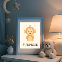Charger l'image dans la galerie, Affiche Émotion Enfant – Surprise | Petit Singe Expressif & Curieux | Kit Digital Montessori