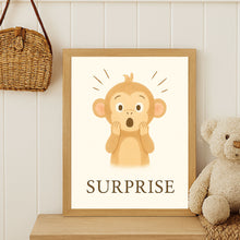 Charger l'image dans la galerie, Affiche Émotion Enfant – Surprise | Petit Singe Expressif & Curieux | Kit Digital Montessori