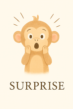 Charger l'image dans la galerie, Affiche Émotion Enfant – Surprise | Petit Singe Expressif & Curieux | Kit Digital Montessori