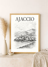 Charger l'image dans la galerie, Affiche numérique AJACCIO – Poster imprimable Corse | Croquis artistique noir et blanc | Décoration murale élégante