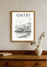 Charger l'image dans la galerie, Affiche numérique AJACCIO – Poster imprimable Corse | Croquis artistique noir et blanc | Décoration murale élégante