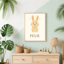 Charger l'image dans la galerie, Affiche Émotion Enfant – Peur | Lapin Doux &amp; Rassurant | Kit Digital Montessori
