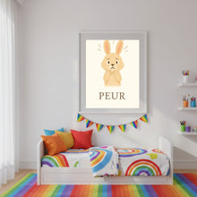 Charger l'image dans la galerie, Affiche Émotion Enfant – Peur | Lapin Doux &amp; Rassurant | Kit Digital Montessori
