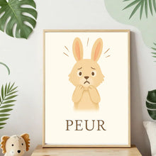 Charger l'image dans la galerie, Affiche Émotion Enfant – Peur | Lapin Doux &amp; Rassurant | Kit Digital Montessori
