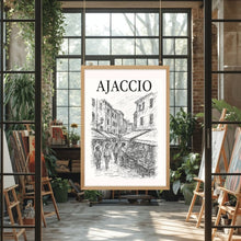 Charger l&#39;image dans la galerie, Affiche numérique AJACCIO 3 – Poster imprimable Corse | Croquis artistique noir et blanc | Décoration murale élégante (Copie)
