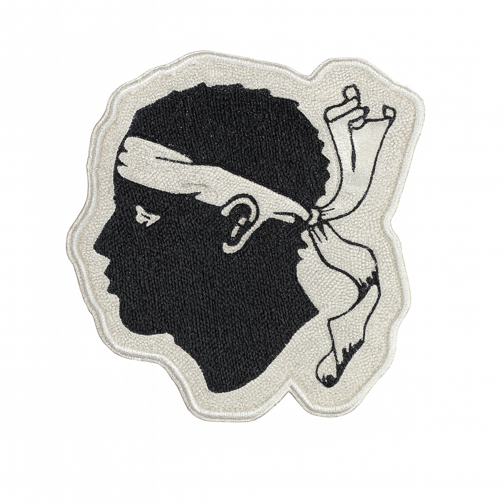 Écusson thermocollant Tête de Maure – Patch brodé Corse 10 cm pour textile