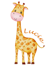 Charger l&#39;image dans la galerie, Transfert thermocollant Girafe prénom personnalisable

