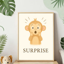 Charger l'image dans la galerie, Affiche Émotion Enfant – Surprise | Petit Singe Expressif &amp; Curieux | Kit Digital Montessori
