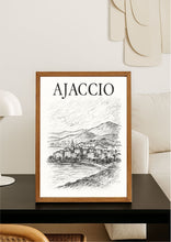 Charger l&#39;image dans la galerie, Affiche numérique AJACCIO – Poster imprimable Corse | Croquis artistique noir et blanc | Décoration murale élégante
