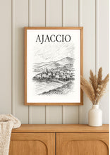 Charger l&#39;image dans la galerie, Affiche numérique AJACCIO – Poster imprimable Corse | Croquis artistique noir et blanc | Décoration murale élégante
