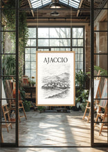 Charger l&#39;image dans la galerie, Affiche numérique AJACCIO – Poster imprimable Corse | Croquis artistique noir et blanc | Décoration murale élégante
