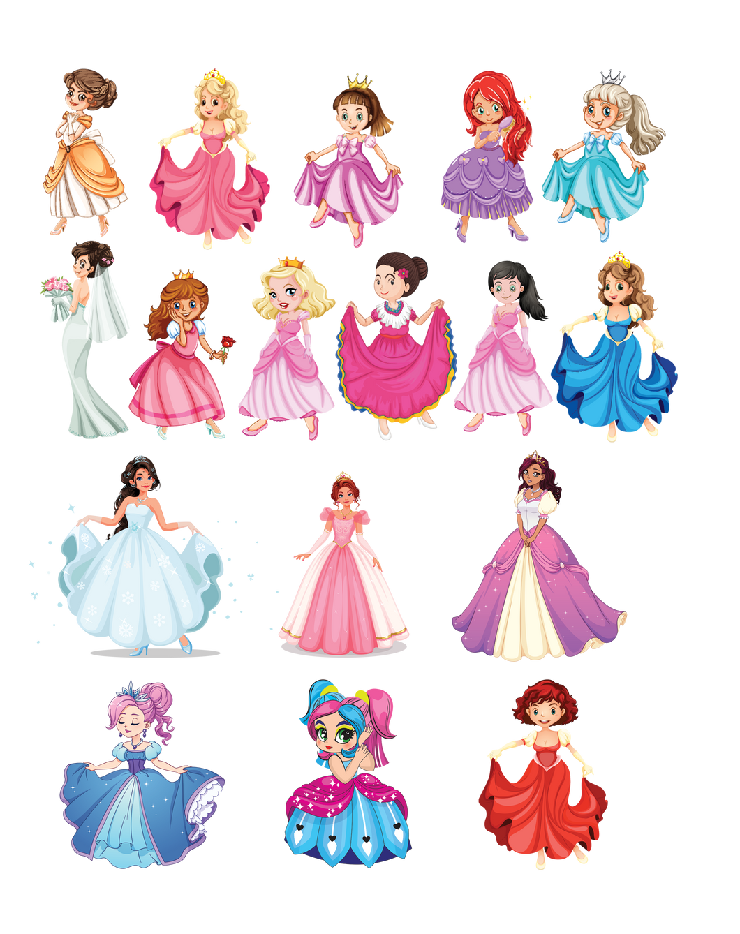 Transfert Thermocollant pour textile Princesse Planche A4