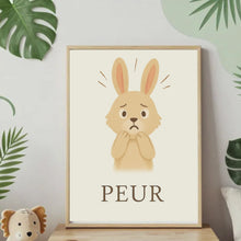 Charger et lire la vidéo dans la visionneuse de la Galerie, Affiche Émotion Enfant – Peur | Lapin Doux &amp; Rassurant | Kit Digital Montessori
