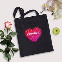 Charger l&#39;image dans la galerie, transfert thermocollant corsica coeur rose pour tote bag noir
