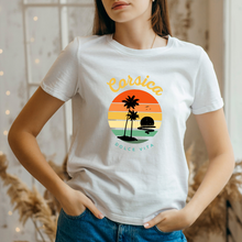 Charger l&#39;image dans la galerie, transfert thermocollant corsica dolce vita pour tee shirt femme blanc
