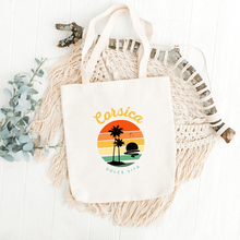 Charger l&#39;image dans la galerie, transfert thermocollant corsica dolce vita pour tote bag ecru
