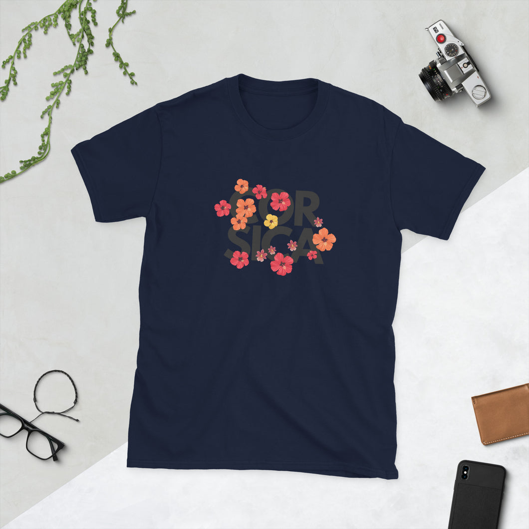 T-shirt Femme à Manches Courtes Corsica Fleurs 1