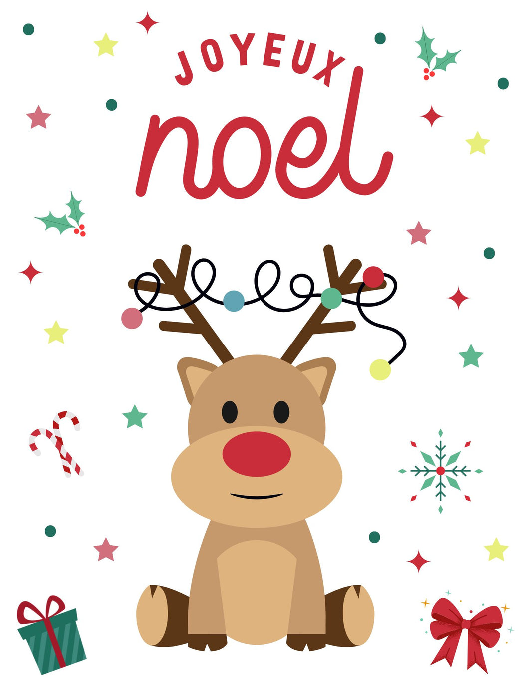 Transfert thermocollant Cerf Joyeux Noel pour textile planche A4